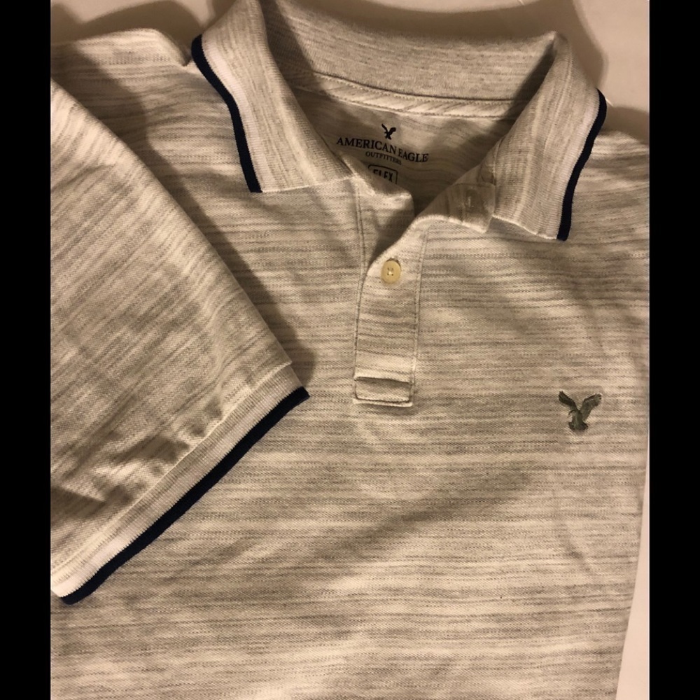 American Eagle Flex Heather Gray SS Polo AE M Golf Leisure Everyday